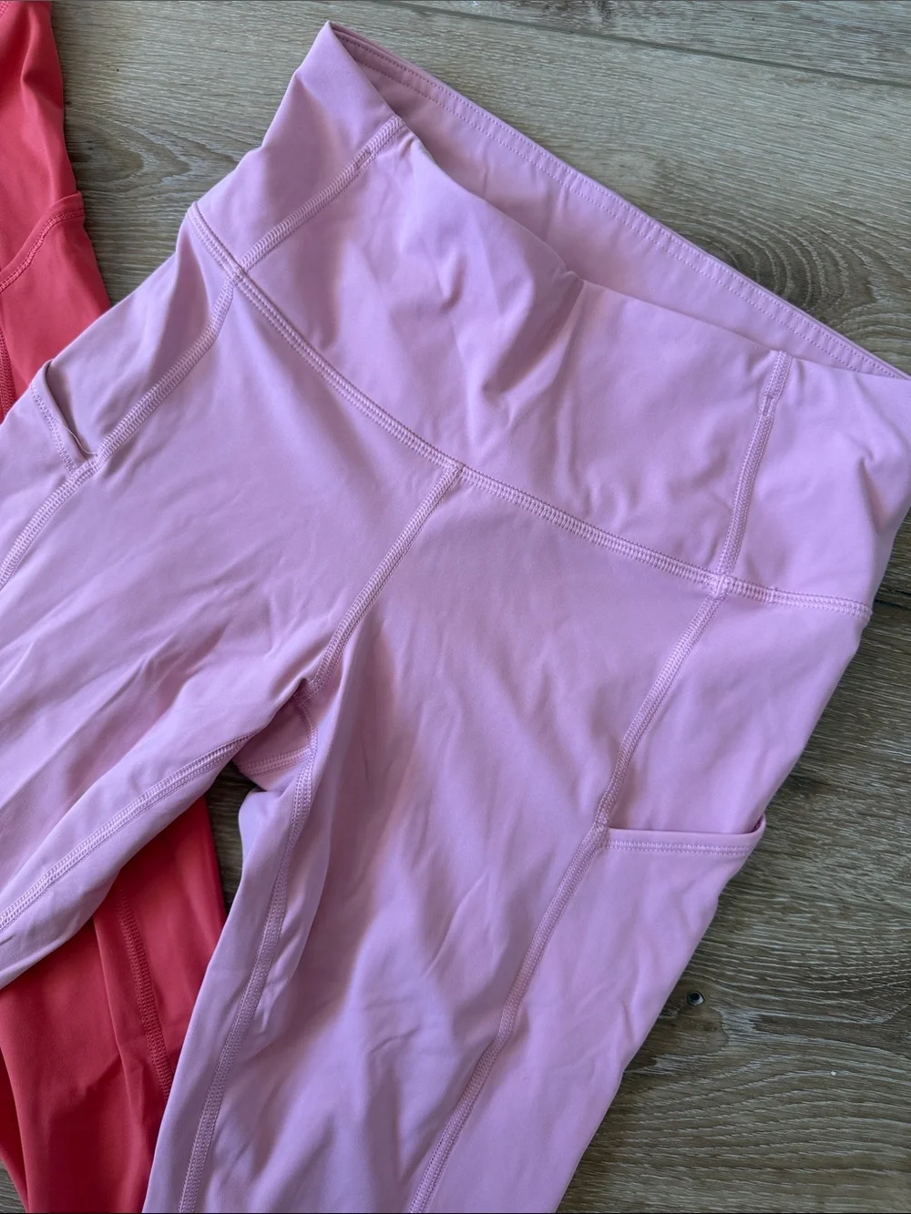 CRZ YOGA Girls' Pink and Coral Active Leggings with Side Pockets - Picture 3 of 7
